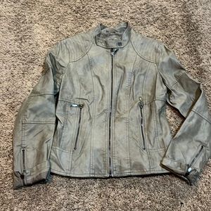 Gray faux leather jacket